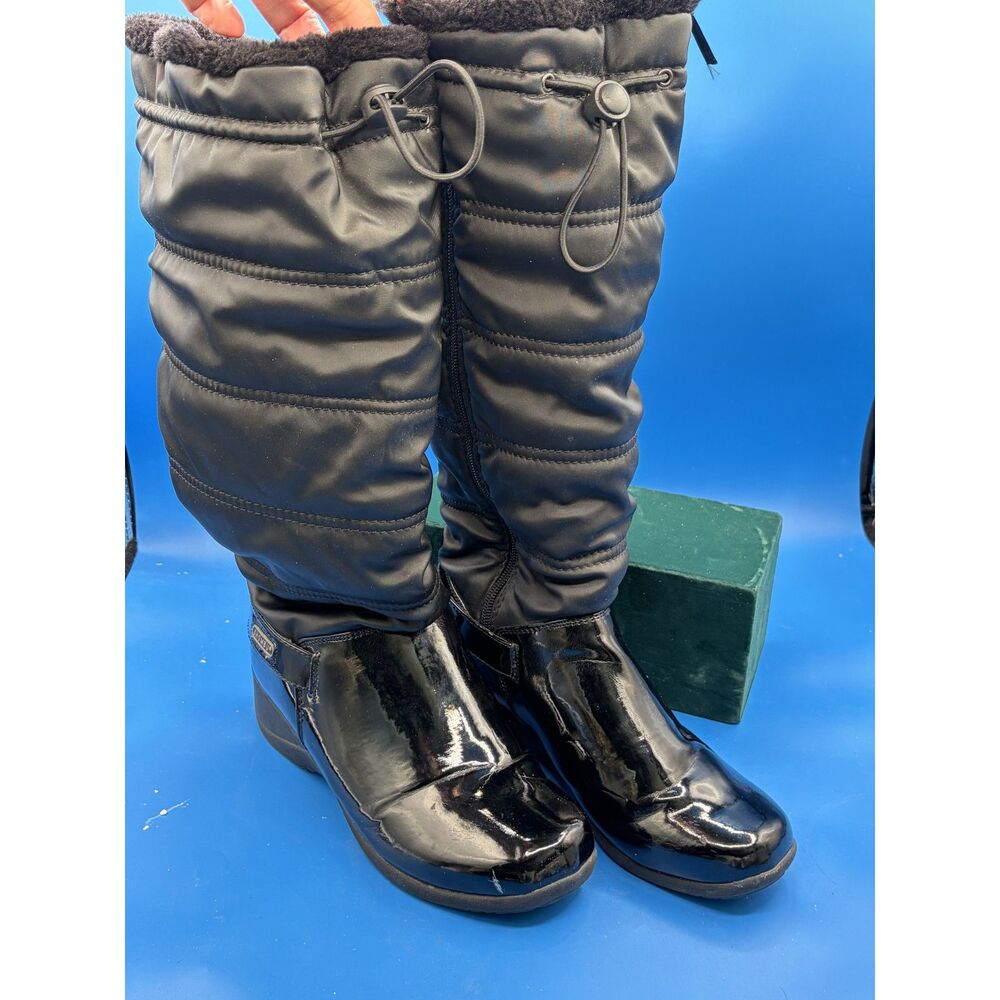 Khombu Snowpuff Puffer 7.5 M Winter Patent Black Boots faux fur lined